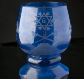 Bohemian glass, blue coating