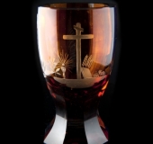 Bohemian glass, red with cross decoration