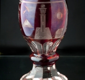 Bohemian glass, red with decoratios